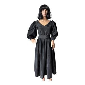 Vintage 80’s Laura Ashley Black dress puff sleeve made in Ireland size small